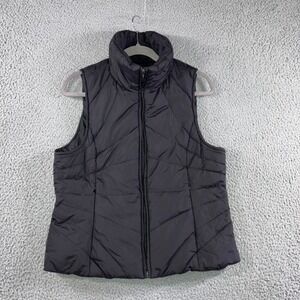 Kenneth Cole Reaction Puffer Vest Women Large Down Feather Quilted Zip Front